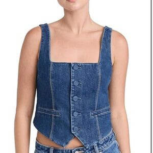 PAIGE Dark Blue Denim Vest